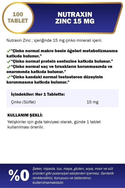 Çinko Sülfat 15 Mg 100 Tablet - 5