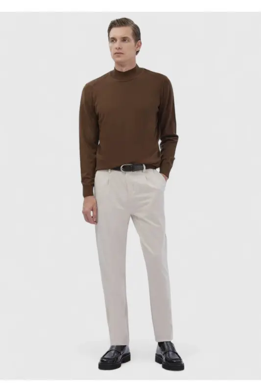 Cinnamon Bateau Neck Plain Knit Wool Blend Knitwear - 2