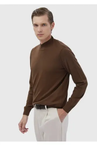 Cinnamon Bateau Neck Plain Knit Wool Blend Knitwear - 3