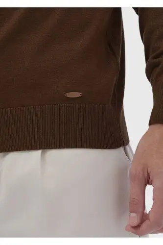 Cinnamon Bateau Neck Plain Knit Wool Blend Knitwear - 4