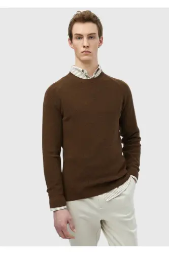 Cinnamon Bicycle Neck Jacquard Wool Blend Knit 