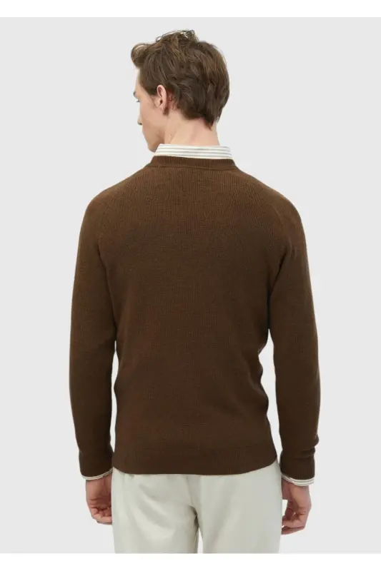 Cinnamon Bicycle Neck Jacquard Wool Blend Knit - 6