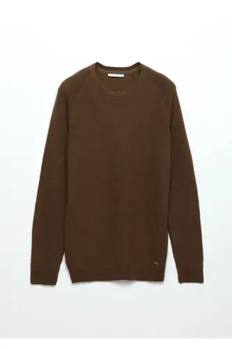 Cinnamon Bicycle Neck Jacquard Wool Blend Knit - 7