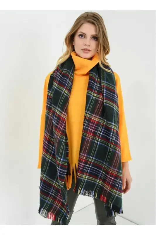 Cinnamon Bunny Plaid Green Scarf Shawl Soft Touch 180x70-green - 2