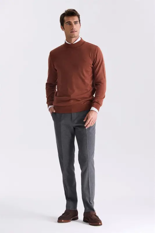 Cinnamon Slim Fit Half Fisherman Turtleneck Sweater - 2