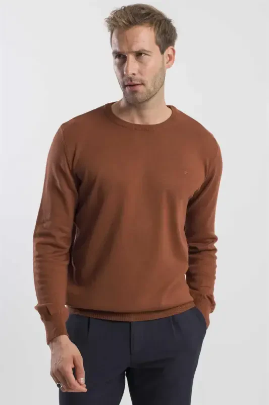 Cinnamon Slim Fit Round Neck Knitted Pullover - 4