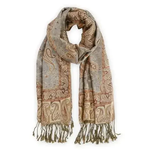 Ciormis Two Tone Silky Paisley PasModazoneina Shawl Scarf,Soft Women's Rave Jacquard PasModazoneinas Wrap Scarves - CIORMIS
