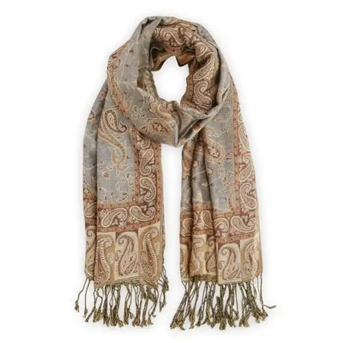 Ciormis Two Tone Silky Paisley PasModazoneina Shawl Scarf,Soft Women's Rave Jacquard PasModazoneinas Wrap Scarves - 1