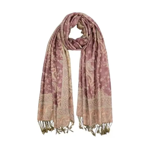 Ciormis Two Tone Silky Paisley PasModazoneina Shawl Scarf,Soft Women's Rave Jacquard PasModazoneinas Wrap Scarves 