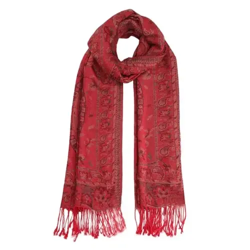 Ciormis Two Tone Silky Paisley PasModazoneina Shawl Scarf,Soft Women's Rave Jacquard PasModazoneinas Wrap Scarves - 1