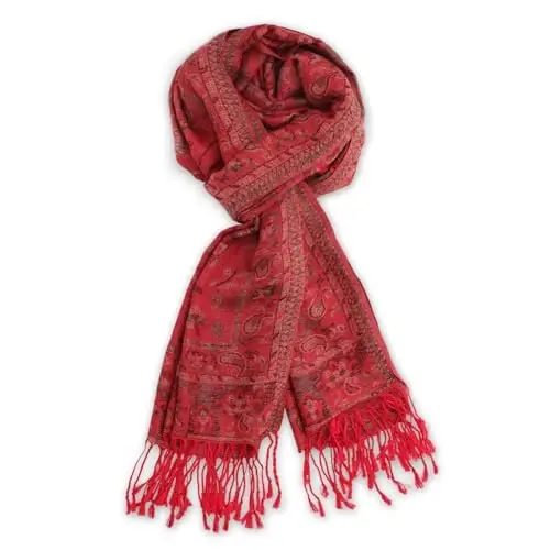 Ciormis Two Tone Silky Paisley PasModazoneina Shawl Scarf,Soft Women's Rave Jacquard PasModazoneinas Wrap Scarves - 5