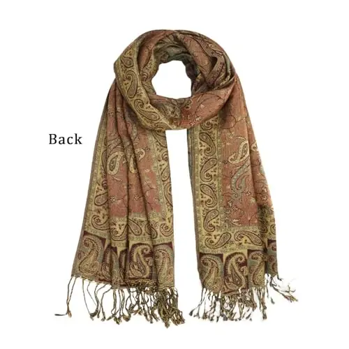 Ciormis Two Tone Silky Paisley PasModazoneina Shawl Scarf,Soft Women's Rave Jacquard PasModazoneinas Wrap Scarves - 4