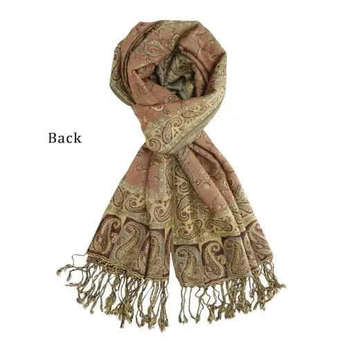 Ciormis Two Tone Silky Paisley PasModazoneina Shawl Scarf,Soft Women's Rave Jacquard PasModazoneinas Wrap Scarves - 5