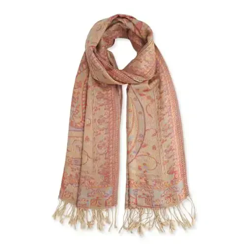 Ciormis Two Tone Silky Paisley PasModazoneina Shawl Scarf,Soft Women's Rave Jacquard PasModazoneinas Wrap Scarves - 1