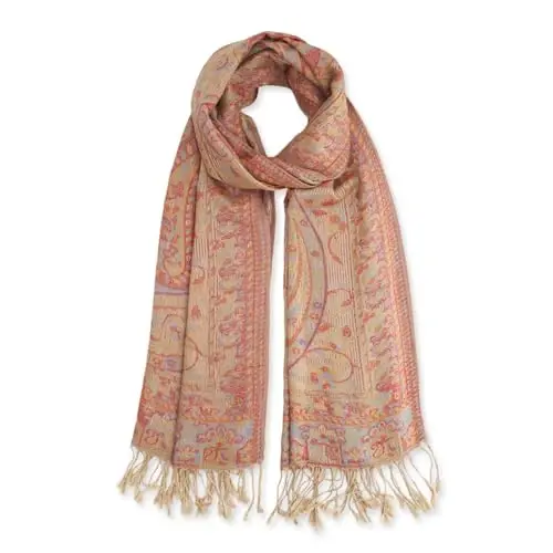 Ciormis Two Tone Silky Paisley PasModazoneina Shawl Scarf,Soft Women's Rave Jacquard PasModazoneinas Wrap Scarves 