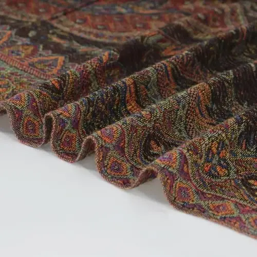 Ciormis Two Tone Silky Paisley PasModazoneina Shawl Scarf,Soft Women's Rave Jacquard PasModazoneinas Wrap Scarves - 2