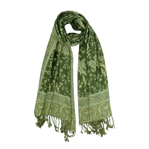 Ciormis Two Tone Silky Paisley PasModazoneina Shawl Scarf,Soft Women's Rave Jacquard PasModazoneinas Wrap Scarves - CIORMIS