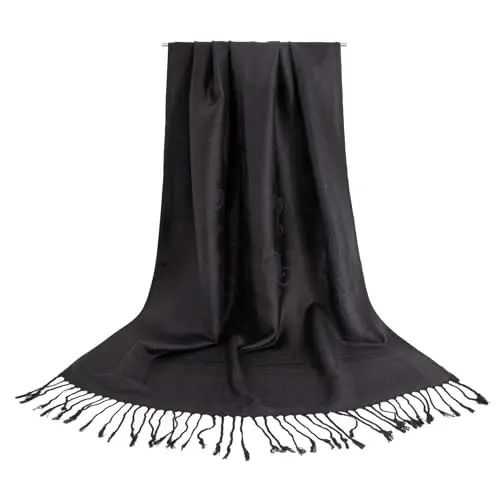 Ciormis Two Tone Silky Paisley PasModazoneina Shawl Scarf,Soft Women's Rave Jacquard PasModazoneinas Wrap Scarves - 2