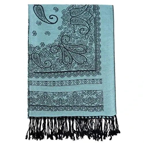 Ciormis Two Tone Silky Paisley PasModazoneina Shawl Scarf,Soft Women's Rave Jacquard PasModazoneinas Wrap Scarves - 3