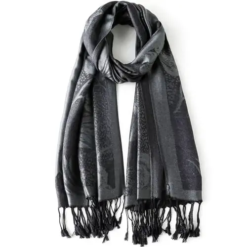 Ciormis Two Tone Silky Paisley PasModazoneina Shawl Scarf,Soft Women's Rave Jacquard PasModazoneinas Wrap Scarves - 4