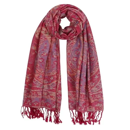 Ciormis Two Tone Silky Paisley PasModazoneina Shawl Scarf,Soft Women's Rave Jacquard PasModazoneinas Wrap Scarves 