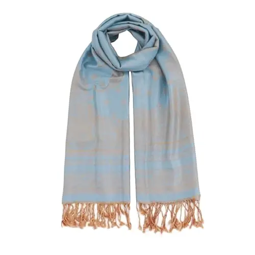 Ciormis Two Tone Silky Paisley PasModazoneina Shawl Scarf,Soft Women's Rave Jacquard PasModazoneinas Wrap Scarves - CIORMIS