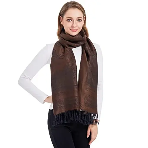 Ciormis Two Tone Silky Paisley PasModazoneina Shawl Scarf,Soft Women's Rave Jacquard PasModazoneinas Wrap Scarves - CIORMIS (1)