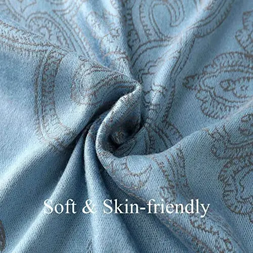 Ciormis Two Tone Silky Paisley PasModazoneina Shawl Scarf,Soft Women's Rave Jacquard PasModazoneinas Wrap Scarves - 2
