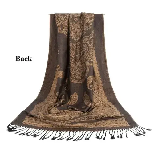 Ciormis Two Tone Silky Paisley PasModazoneina Shawl Scarf,Soft Women's Rave Jacquard PasModazoneinas Wrap Scarves - 4