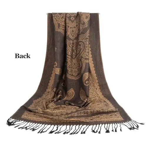 Ciormis Two Tone Silky Paisley PasModazoneina Shawl Scarf,Soft Women's Rave Jacquard PasModazoneinas Wrap Scarves - 4