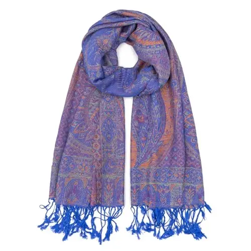 Ciormis Two Tone Silky Paisley PasModazoneina Shawl Scarf,Soft Women's Rave Jacquard PasModazoneinas Wrap Scarves 