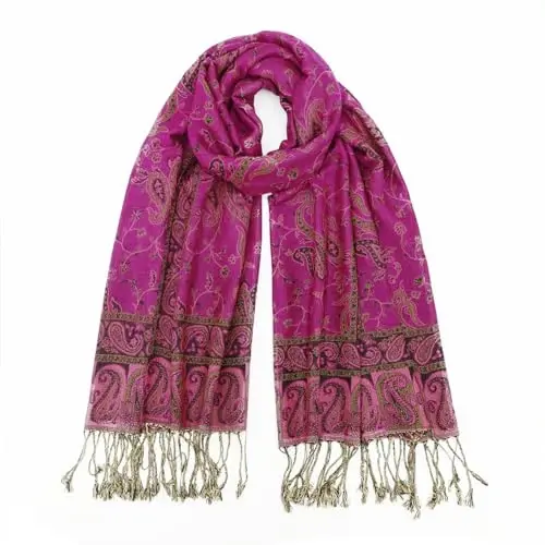 Ciormis Two Tone Silky Paisley PasModazoneina Shawl Scarf,Soft Women's Rave Jacquard PasModazoneinas Wrap Scarves 