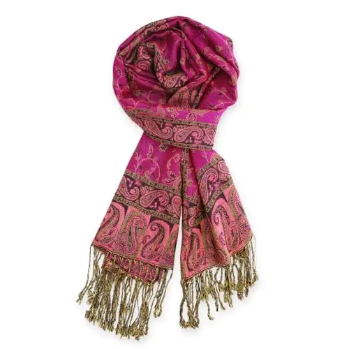Ciormis Two Tone Silky Paisley PasModazoneina Shawl Scarf,Soft Women's Rave Jacquard PasModazoneinas Wrap Scarves - 4
