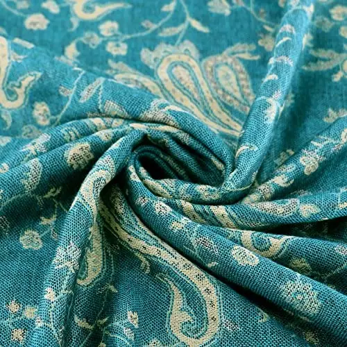 Ciormis Two Tone Silky Paisley PasModazoneina Shawl Scarf,Soft Women's Rave Jacquard PasModazoneinas Wrap Scarves - 2