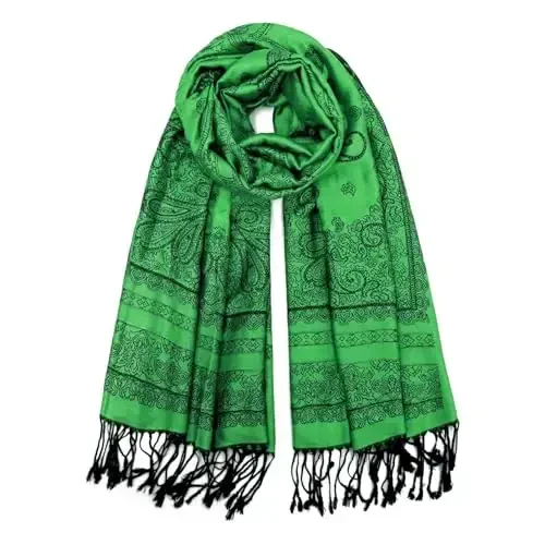 Ciormis Two Tone Silky Paisley PasModazoneina Shawl Scarf,Soft Women's Rave Jacquard PasModazoneinas Wrap Scarves 