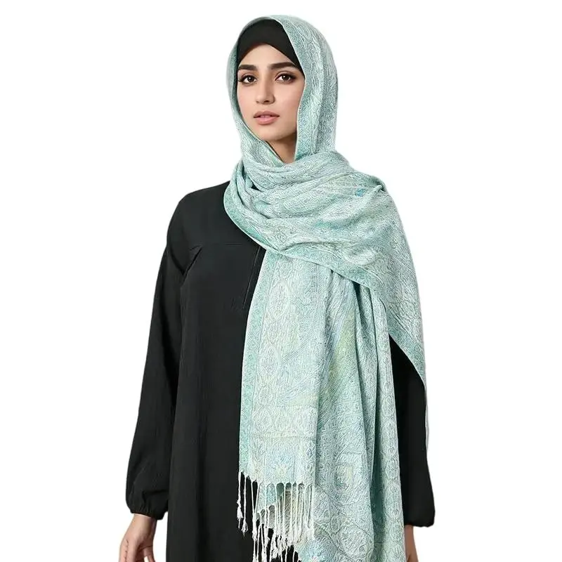 Ciormis Two Tone Silky Paisley PasModazoneina Shawl Scarf,Soft Women's Rave Jacquard PasModazoneinas Wrap Scarves - 5