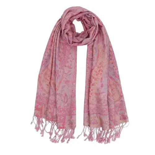 Ciormis Two Tone Silky Paisley PasModazoneina Shawl Scarf,Soft Women's Rave Jacquard PasModazoneinas Wrap Scarves - CIORMIS