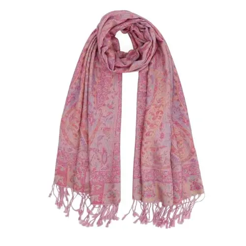 Ciormis Two Tone Silky Paisley PasModazoneina Shawl Scarf,Soft Women's Rave Jacquard PasModazoneinas Wrap Scarves 