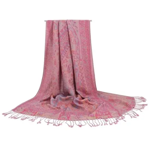 Ciormis Two Tone Silky Paisley PasModazoneina Shawl Scarf,Soft Women's Rave Jacquard PasModazoneinas Wrap Scarves - 4