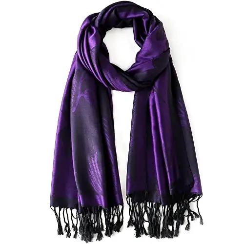 Ciormis Two Tone Silky Paisley PasModazoneina Shawl Scarf,Soft Women's Rave Jacquard PasModazoneinas Wrap Scarves - 4