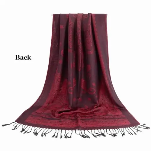 Ciormis Two Tone Silky Paisley PasModazoneina Shawl Scarf,Soft Women's Rave Jacquard PasModazoneinas Wrap Scarves - CIORMIS (1)