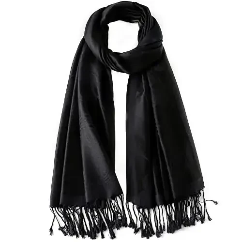 Ciormis Two Tone Silky Paisley PasModazoneina Shawl Scarf,Soft Women's Rave Jacquard PasModazoneinas Wrap Scarves - 1