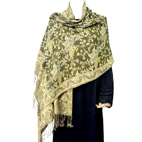 Ciormis Two Tone Silky Paisley PasModazoneina Shawl Scarf,Soft Women's Rave Jacquard PasModazoneinas Wrap Scarves - 3