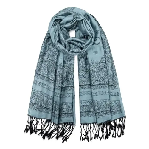 Ciormis Two Tone Silky Paisley PasModazoneina Shawl Scarf,Soft Women's Rave Jacquard PasModazoneinas Wrap Scarves - 1