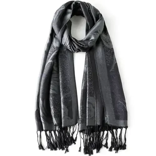 Ciormis Two Tone Silky Paisley PasModazoneina Shawl Scarf,Soft Women's Rave Jacquard PasModazoneinas Wrap Scarves - 4