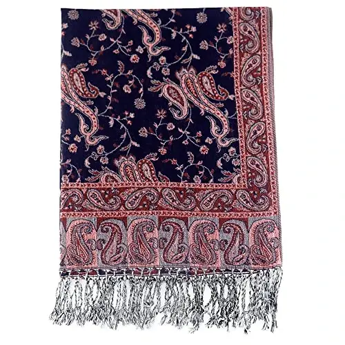 Ciormis Two Tone Silky Paisley PasModazoneina Shawl Scarf,Soft Women's Rave Jacquard PasModazoneinas Wrap Scarves - 4