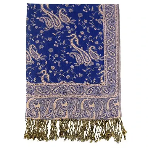 Ciormis Two Tone Silky Paisley PasModazoneina Shawl Scarf,Soft Women's Rave Jacquard PasModazoneinas Wrap Scarves - 3