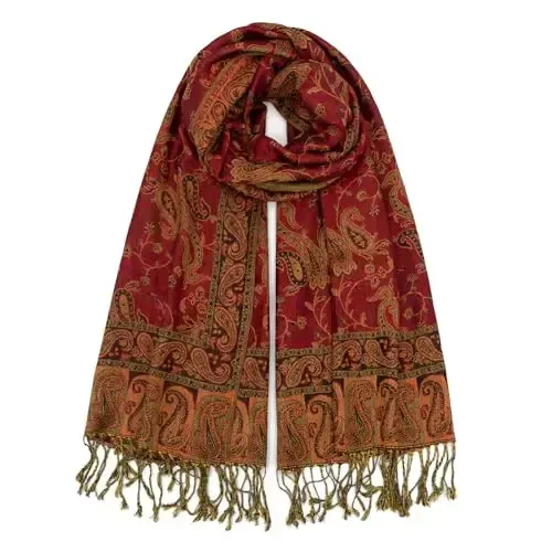 Ciormis Two Tone Silky Paisley PasModazoneina Shawl Scarf,Soft Women's Rave Jacquard PasModazoneinas Wrap Scarves - 1
