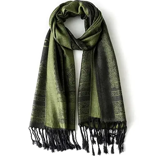 Ciormis Two Tone Silky Paisley PasModazoneina Shawl Scarf,Soft Women's Rave Jacquard PasModazoneinas Wrap Scarves - 4