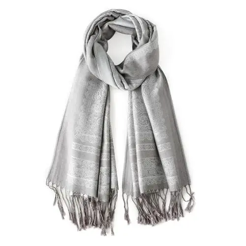 Ciormis Two Tone Silky Paisley PasModazoneina Shawl Scarf,Soft Women's Rave Jacquard PasModazoneinas Wrap Scarves - 4